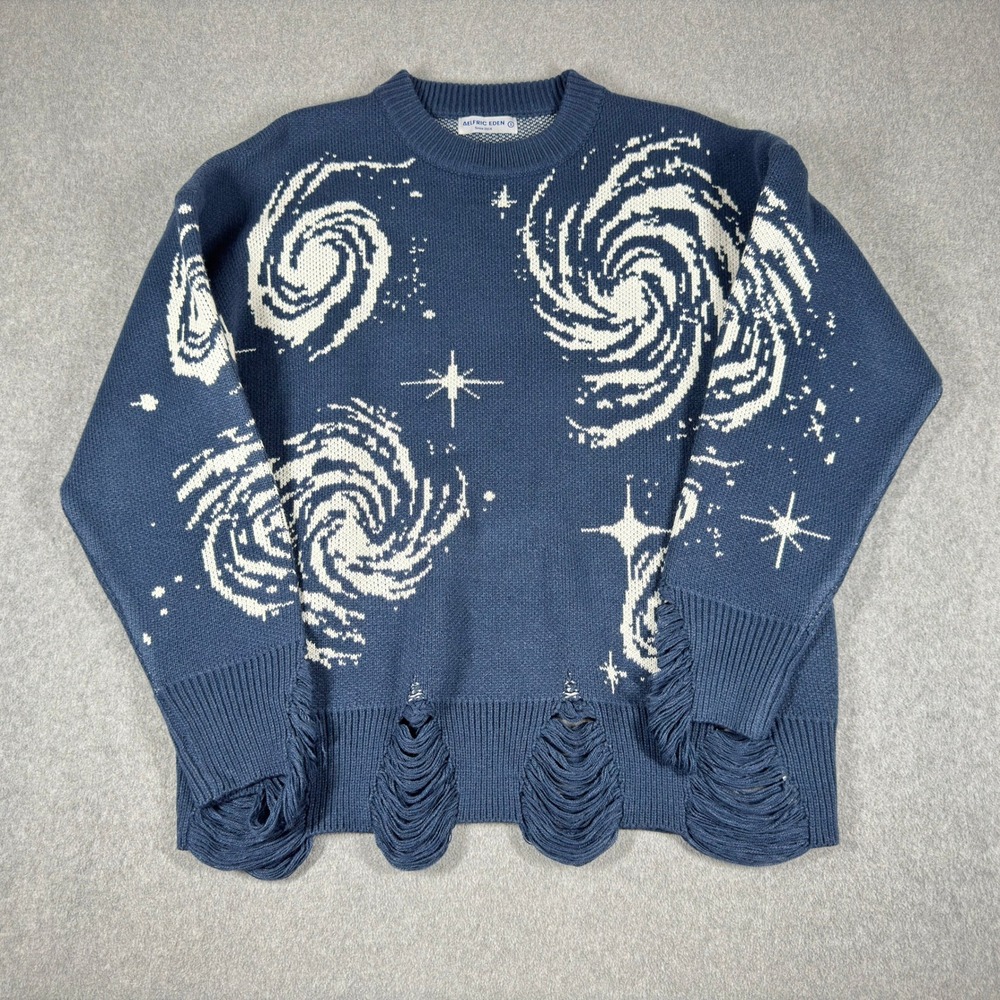 Aelfric Eden Starry Night‎ Knit Sweater Mens S Oversized Blue